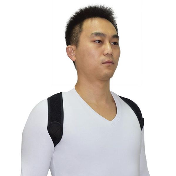

back support men women adjustable therapy neoprene effective posture corrector belt shoulder  black pain relief, Black;blue