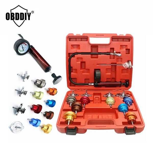 

universal automotive radiator pressure tester kit 14pcs full set car leak detector tool auto cooling system coolant vacuum purge