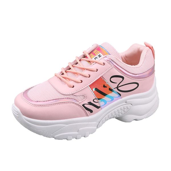 

2020 women sneakers chunky shoes pink fashion platform sneakers ladies designer casual shoes leather woman lace up old dad