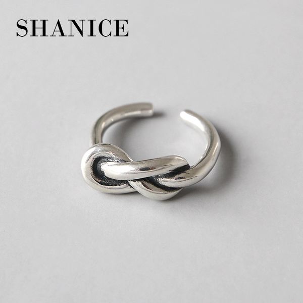 

shanice shanice retro real 925 sterling slive ring good luck simple knot ring women special design fashion party wedding bands