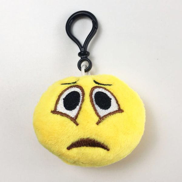 

trend cartoon emoticon funny pendant key chain plush expression smiley mobile phone pendant accessories pp cotton children's toy plush, Silver