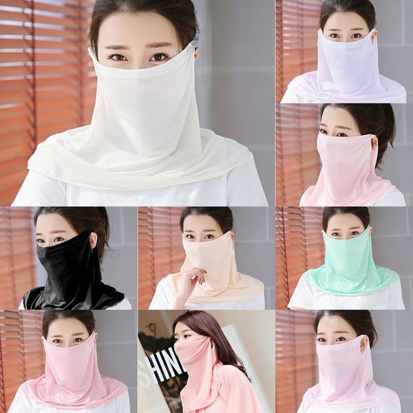 

nm3x0 outdoor women scarf face mask silk chiffon handkerchief new windproof half face dust veil scarf party masks, Black