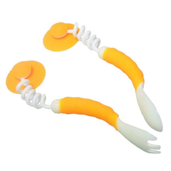 

Children Feeding Training Spoon Fork Set Food Grade Silicone Anti-drop First Training Self Feeding Utensil Set for Toddler