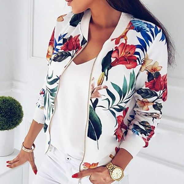 

women coat fashion female retro floral zipper up bomber jacket casual coat autumn outerwear women clothes fit, Black;brown