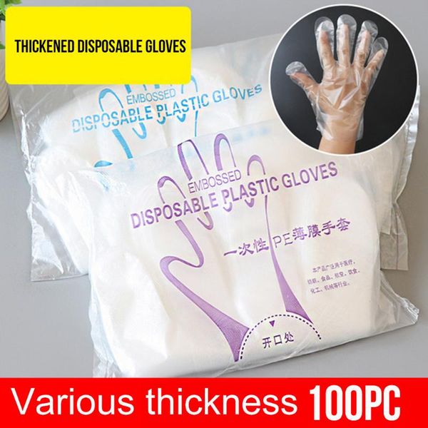 

100pc plastic clear disposable gloves garden restaurant home baking tool housework cleaning security protection gloves