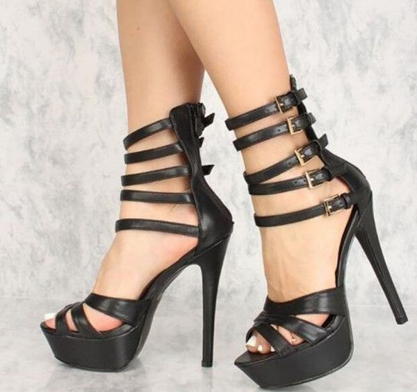 

moraima snc buckle stiletto heel hollow shoes summer open toe ankle strap high heel sandal platform dress shoes black