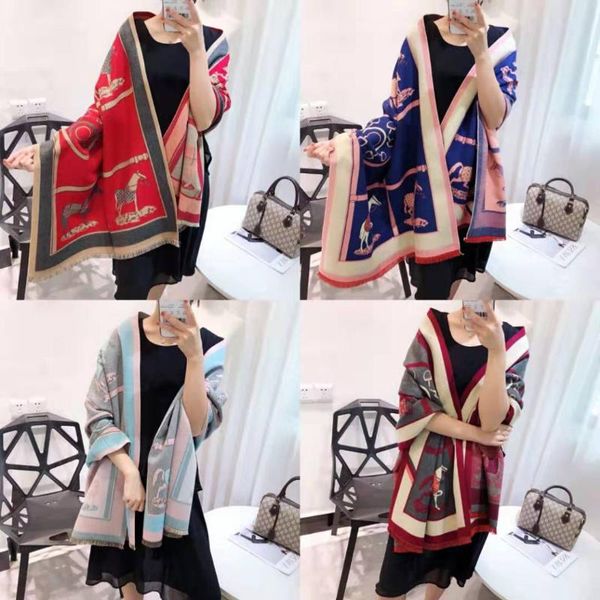 

2020 new design cashmere wool scarf winter fall gift woman fashion, Blue;gray