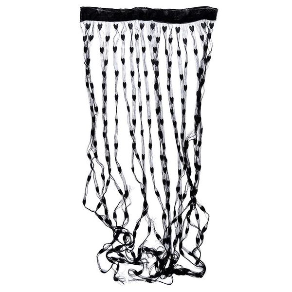 

css fringe rope heart screen door curtain - black