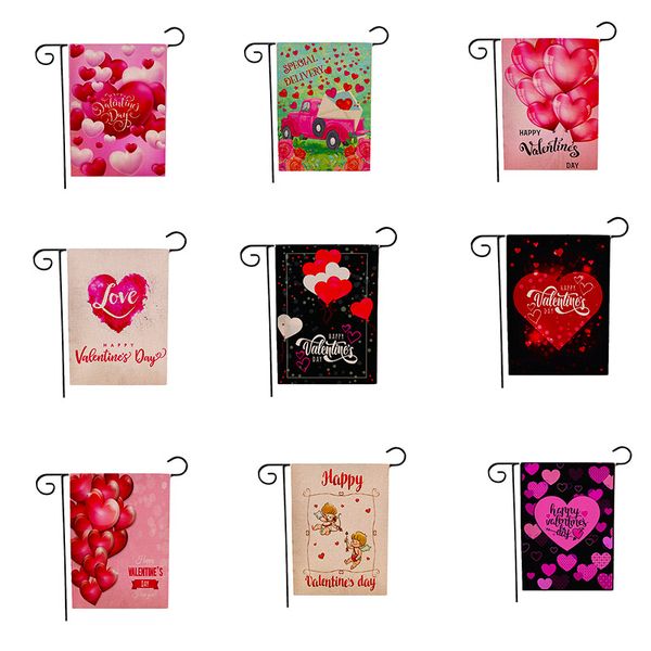 

день святого валентина сада flag любовь сердца воздушные шары висячие баннер флаги главная украшения партии двойная сторона печати 30 * 45см