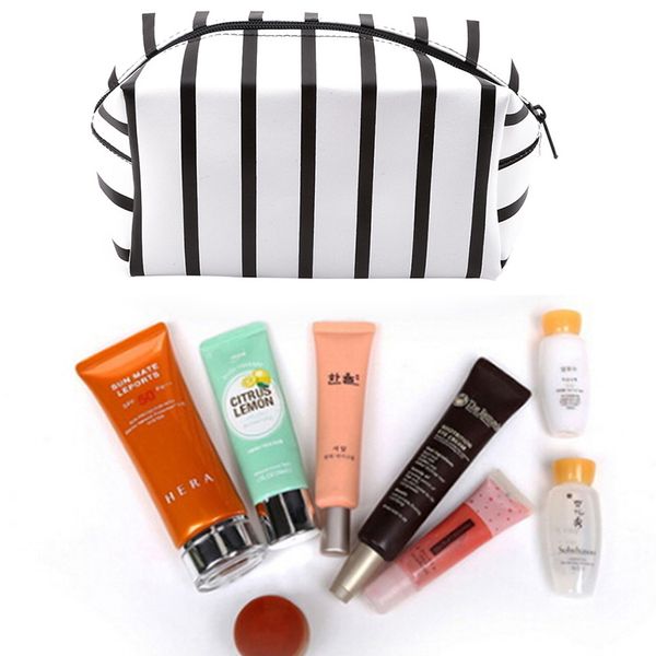 

красота хранение wash bag туалетных сумки для путешествий пвх полосатого cosmetic bag организатор женщина макияжа make up case