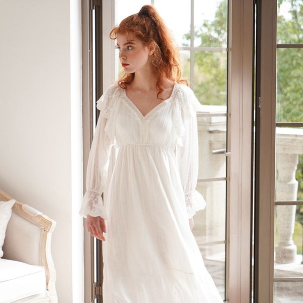 

women's sleepwear nightdress plus size lace cotton home dress lingerie babydoll nightgown long white princess style women summer night, Black;red