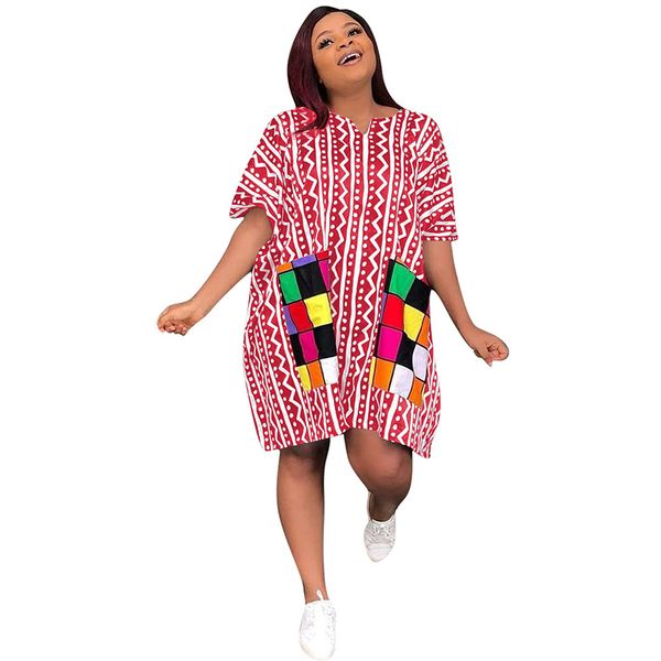 

crew short pattern casual loose geometric size blouses sleeves knee length wide waist neck one shirt plus midi oversized pieces dresses polk, Black