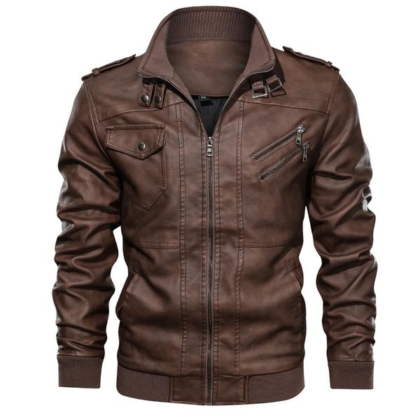 

mens leather jackets classic motorcycle jacket male plus faux leather jacket men 2019 spring, Black
