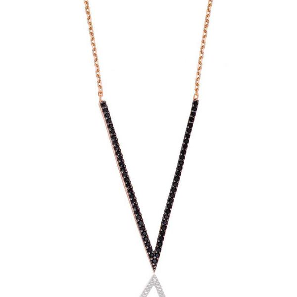 

925 sterling silver black cubic zirconia v lady necklace