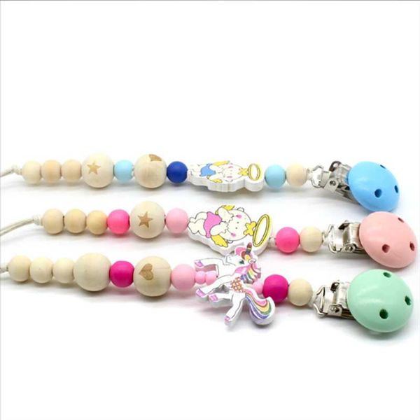 

baby pacifier clip chain wooden holder soother angel pacifier clips leash strap nipple holder for infant feeding fairy angel
