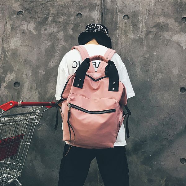 

academic style large canvas backpack female leisure student bag small fresh travel