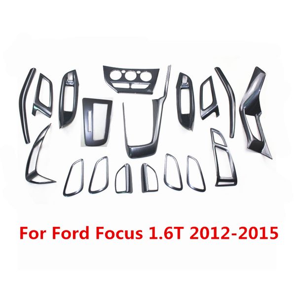 

carbon fiber printed car steering wheel gear panel center console cover outlets moulding trim for focus 1.6t 2012-2015