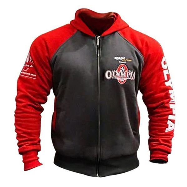 

mens gyms cotton hoodie sweatshirts male autumn winter fashion casual zipper hooded jacket man joggers workout sportswear, Black