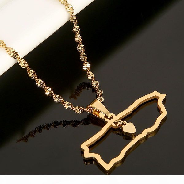 

new trendy puerto rico map heart pendant necklaces for women girl puerto ricans map jewelry itmes, Silver
