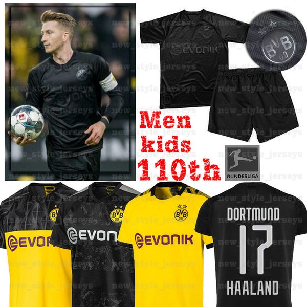 

110th reus bvb borussia dortmund fuÃball trikots haaland diallo witsel 2020 new men kids soccer jerseys philipp sancho, Black;yellow