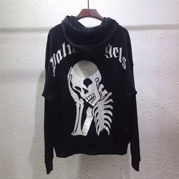 

Пальмовые Ангелы думая череп толстовка черный негабаритных толстовки мужчины хи