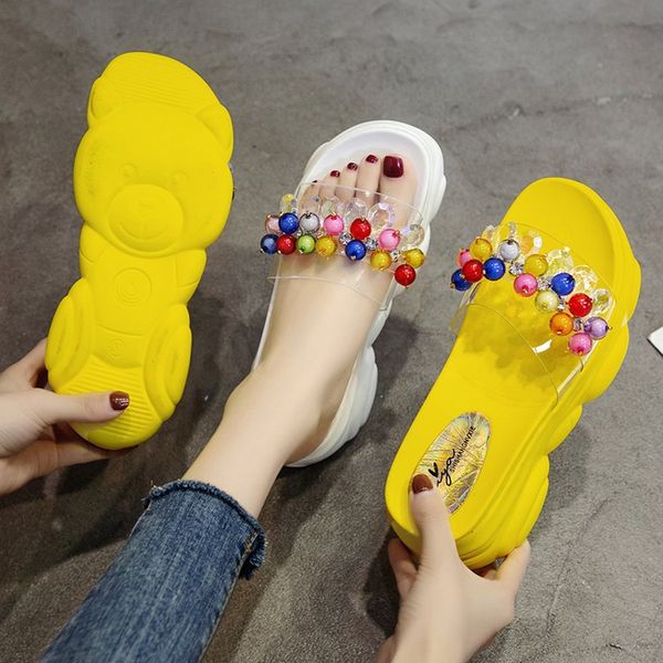 

on a wedge shoes slippers casual loafers slipers women heeled mules slides increased internal platform luxury 2020 heels flat, Black