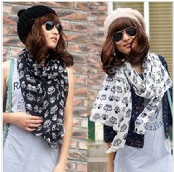 

fashion beach shawl women scarf skull ladies chiffon shawl selling 2pcs/lot ing