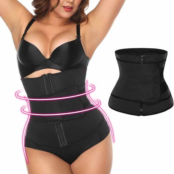 

waist support trainer shapewear slimming belt body shaper lose weight girdle workout fitness gym tummy control for women m-2xl, Black;gray