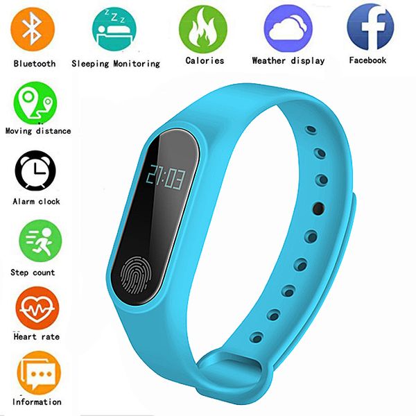 

2019 sports smart watch m2 heart rate monitoring pedometer alarm clock fitness tracker waterproof smart bracelet for ios android, Slivery;brown