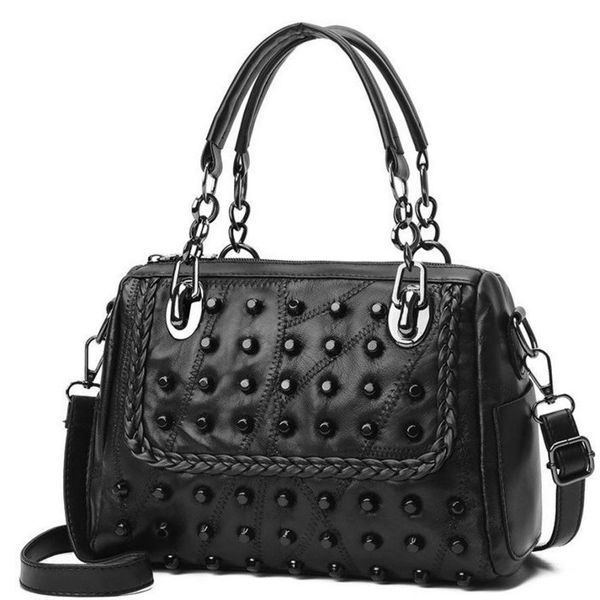 

pu leather women messenger bag rivet shoulder bag leather totes bolsas de couro feminina #t2
