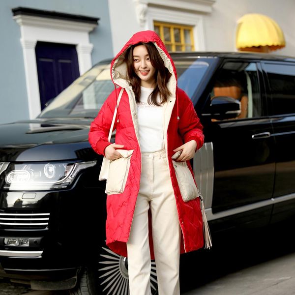 

winter jacket women's loose down jacket white down thick thermal overcoat, Black