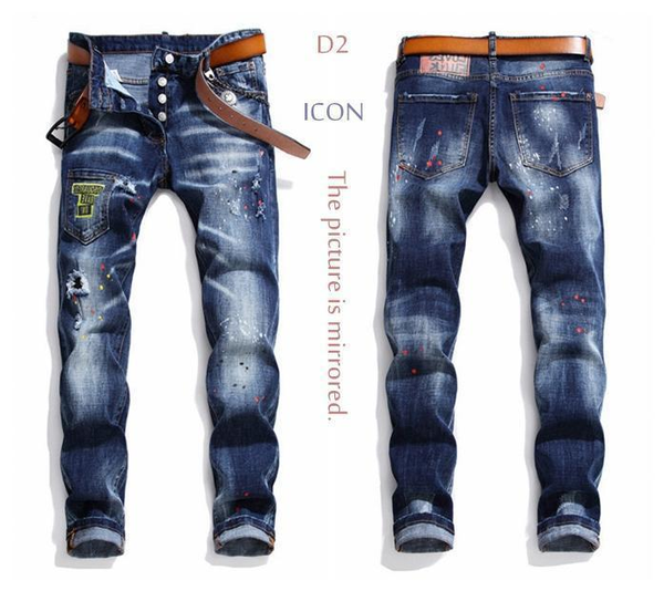 

mens badge icon het jeans black fashion slim fit washed d2 motocycle denim half pants dsq2 shorts panelled hip hop trousers sxu45ec#, Blue