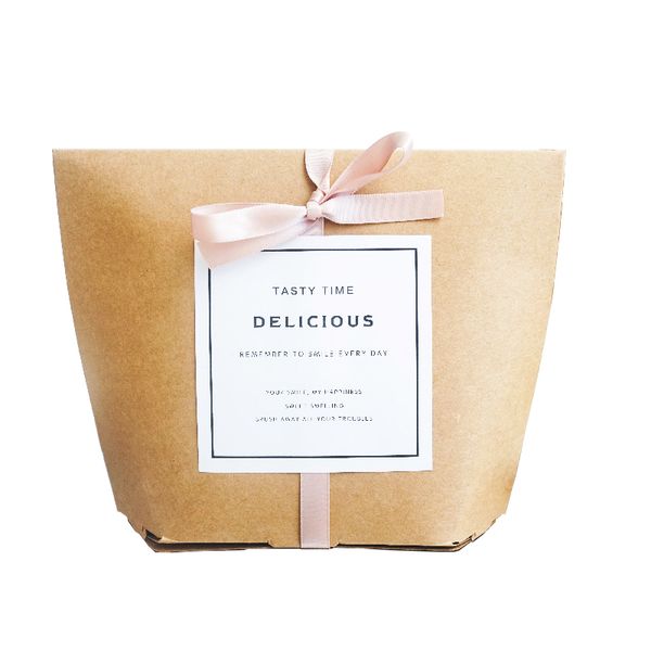 

10pcs kraft paper box wedding gift box muffin packaging party birthday dessert baking package cookies cupcake with ribbon