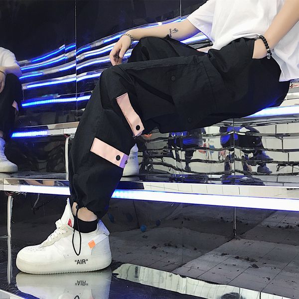 

hip hop pants mens personality design sweatpants joggers trousers casual male new arrivals fashion streetwear men pants, Black
