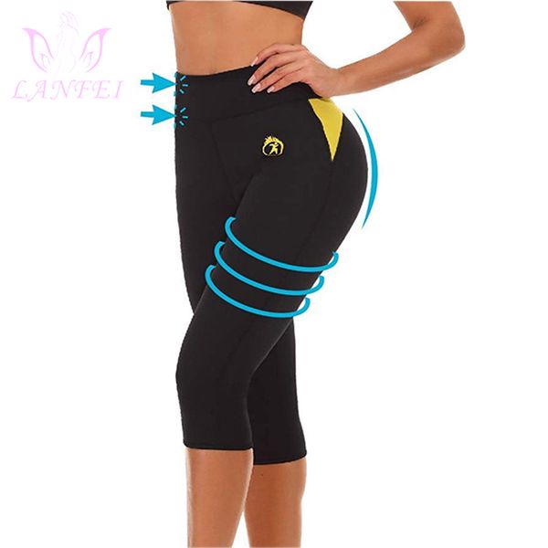 

lanfei thermo neoprene waist trainer tummy control panties for women hi-waist body shaper slimming underwear modeling tight pant, Black;white