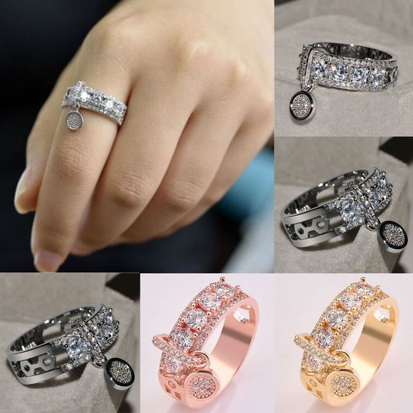 

3 colors women lady round white engagement ring 925 silver wedding jewelry rings