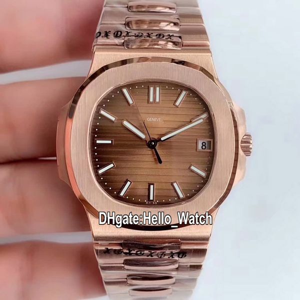 

bff new v2 nautilus 5711-1r-001 cal.324sc automatic mens watch brown textured dial 18k rose gold ss steel bracelet sport watches hello_watch, Slivery;brown