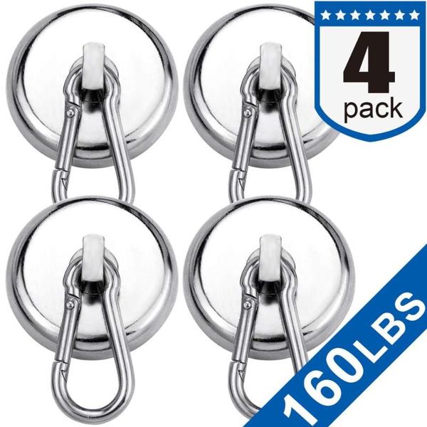 

magnetic hooks,160lbs strong heavy duty neodymium magnet hooks with swivel carabiner hook,great for your refrigerator and other