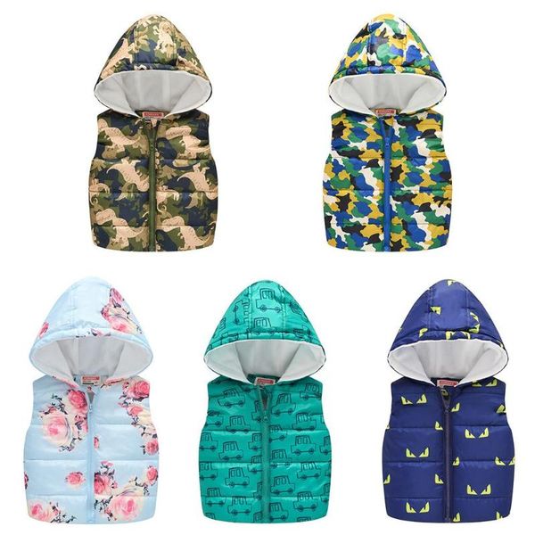 

printing hoodies vest coat kids temperament sleeveless outwear korean lovely winter zip cardigan simple generous waistcoat, Blue
