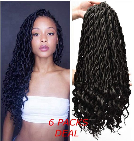 2020 6 Packs Goddess Locs Crochet Hair Wavy Curly Faux Locs