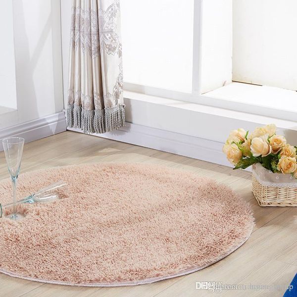 Circular Silk Wool Carpet Pure Color Simple Modern Bedroom Cushion Study Desk Floor Cushion Chair Computer Swivel Chair Carpet Patterned Carpets