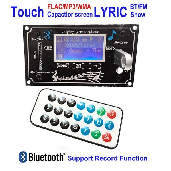 FreeShipping DC7V-12V Звуковой спектр MP3 Player Flac WMA WAV Decoder Доска FM Radio Nondestive Etooth Touch Senstive Audio Receiver