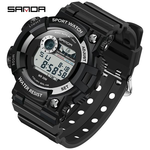 

sanda children's fashion sports and leisure watch led digital quartz watch student alarm clock boy and girl waterproof, Blue