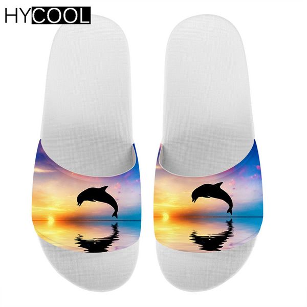 

hycool 3d dolphin printing slippers 2020 bathroom non-slip women lovers indoor home sandals summer flip flops soft male slides