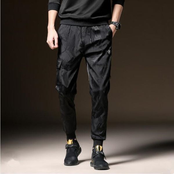 

new 2019 spring camouflage pants men's casual pants loose sports male harem, Black
