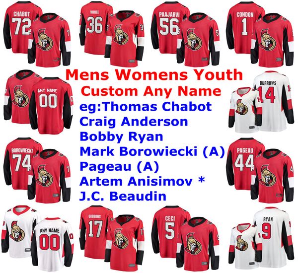 

оттава сенаторс трикотажные изделия женские логан браун джерси коннор браун миккель бедкер джей си бодин артем анисимов хоккейные трикотажны, Black;red