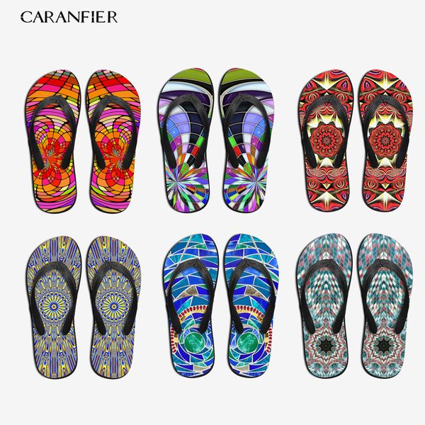 

caranfier flip-flops flat slippers printing men and women summer beach sand beach simple comfortable breathable non-slip 2019, Black