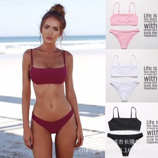 

2019 split solid color 2019 bikini swimsuit bikini split solid color swimsuit, White;black