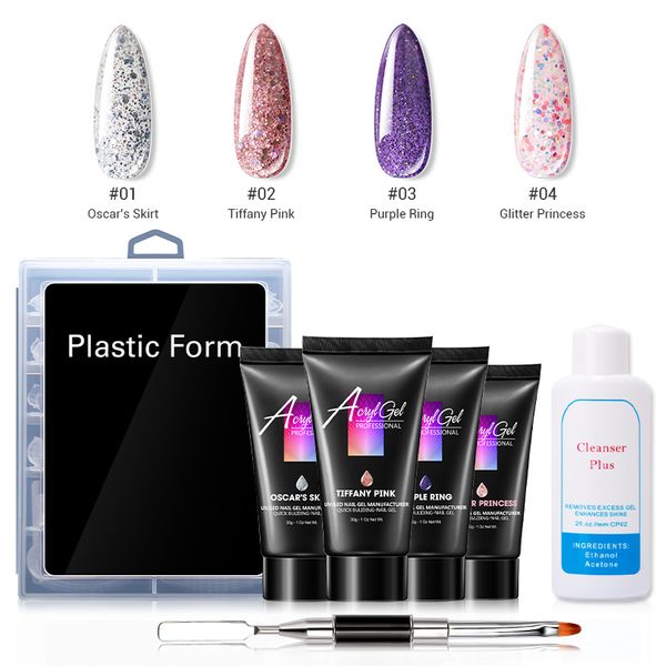

modelones extend builder nail art gel polish long lasting transparent extension led gel nail lacquer from brush tools set, Red;pink
