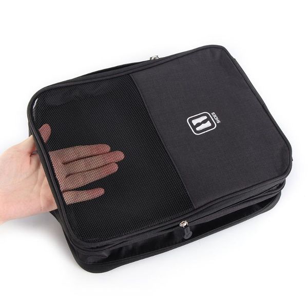 

3layers portable travel shoes storage bag waterproof nylon sorting zip lock pouch outdoor luggage organizer shoes protector bag